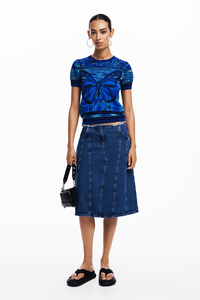 Desigual Butterfly Knit Tee in Dark Blue - Arielle Clothing