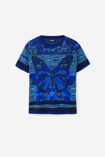 Desigual Butterfly Knit Tee in Dark Blue - Arielle Clothing