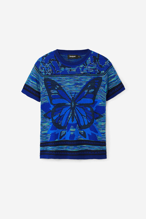 Desigual Butterfly Knit Tee in Dark Blue - Arielle Clothing