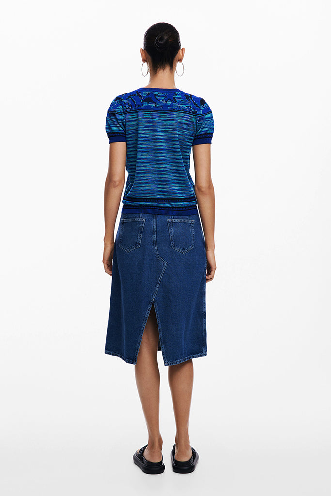 Desigual Butterfly Knit Tee in Dark Blue - Arielle Clothing