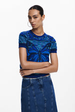 Desigual Butterfly Knit Tee in Dark Blue - Arielle Clothing