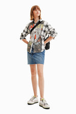 Desigual Patchwork Plaid Shirt in Black - Arielle Clothing