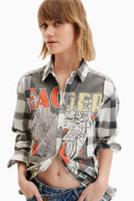 Desigual Patchwork Plaid Shirt in Black - Arielle Clothing