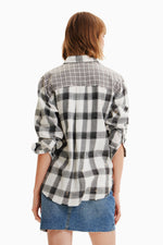 Desigual Patchwork Plaid Shirt in Black - Arielle Clothing