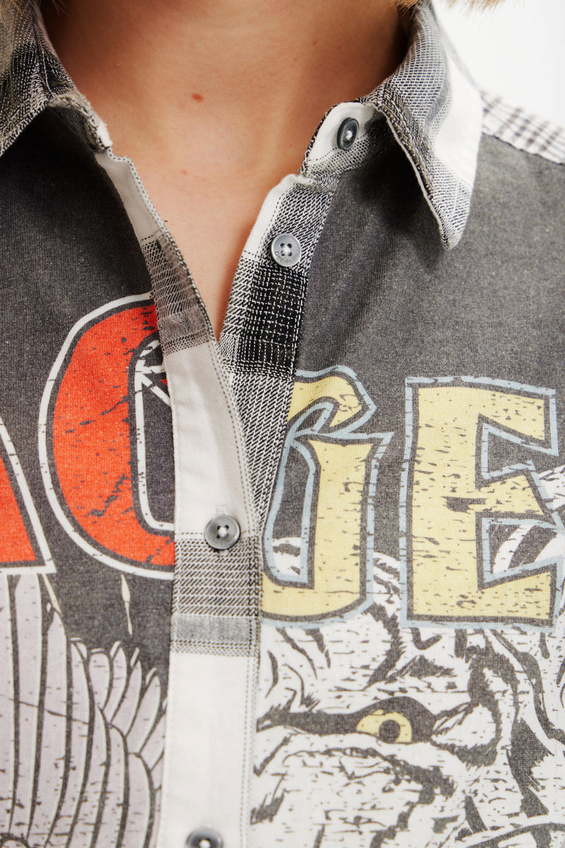 Desigual Patchwork Plaid Shirt in Black - Arielle Clothing