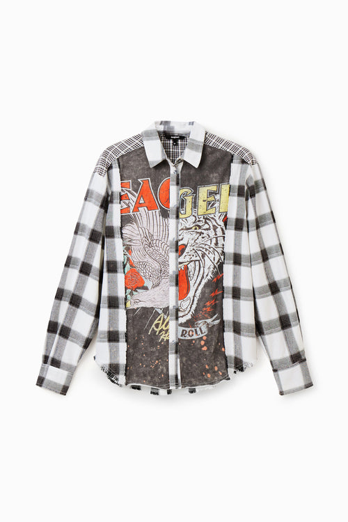 Desigual Patchwork Plaid Shirt in Black - Arielle Clothing