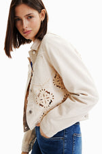 Desigual Die Cut Trucker Jacket in Raw - Arielle Clothing