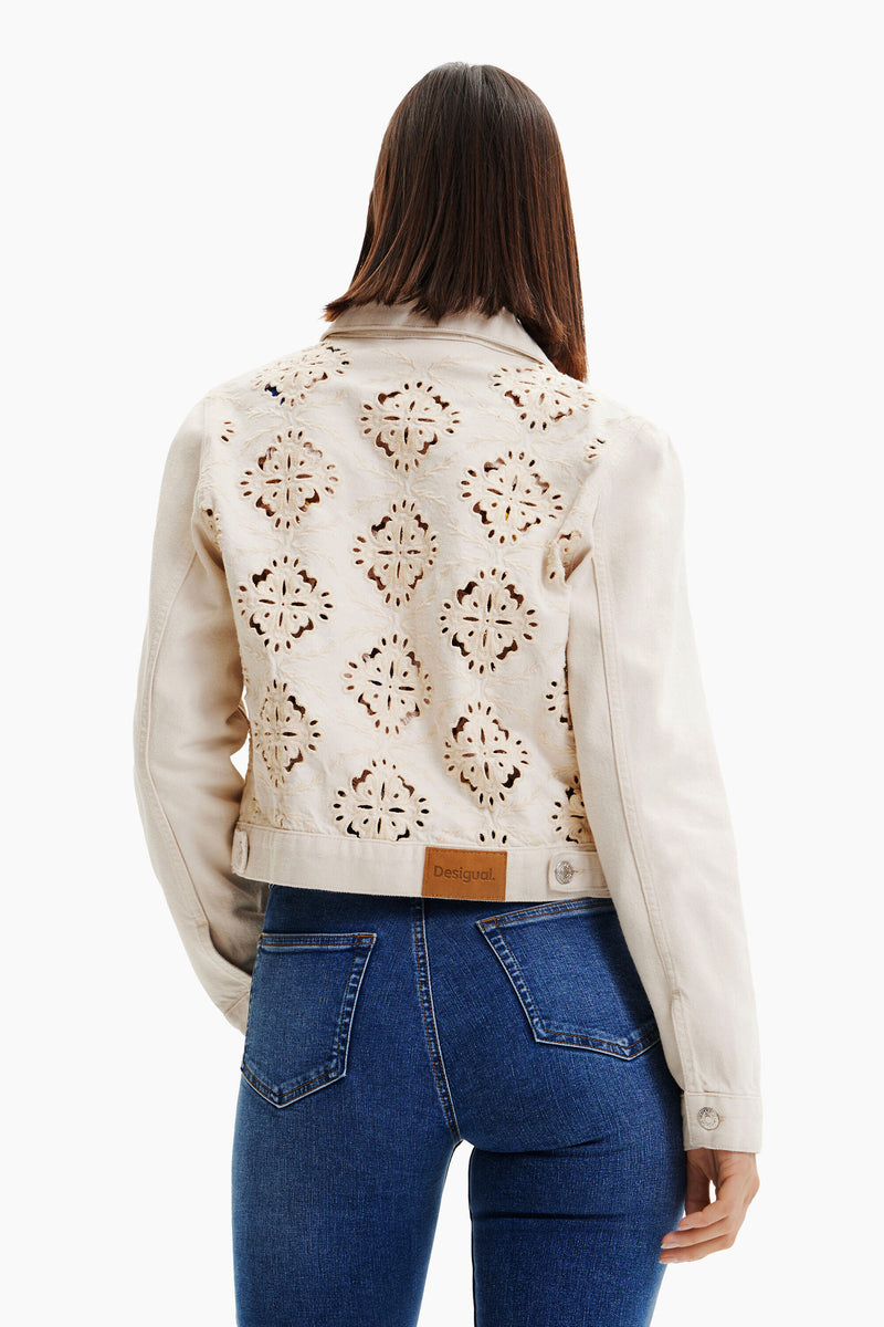 Desigual Die Cut Trucker Jacket in Raw - Arielle Clothing