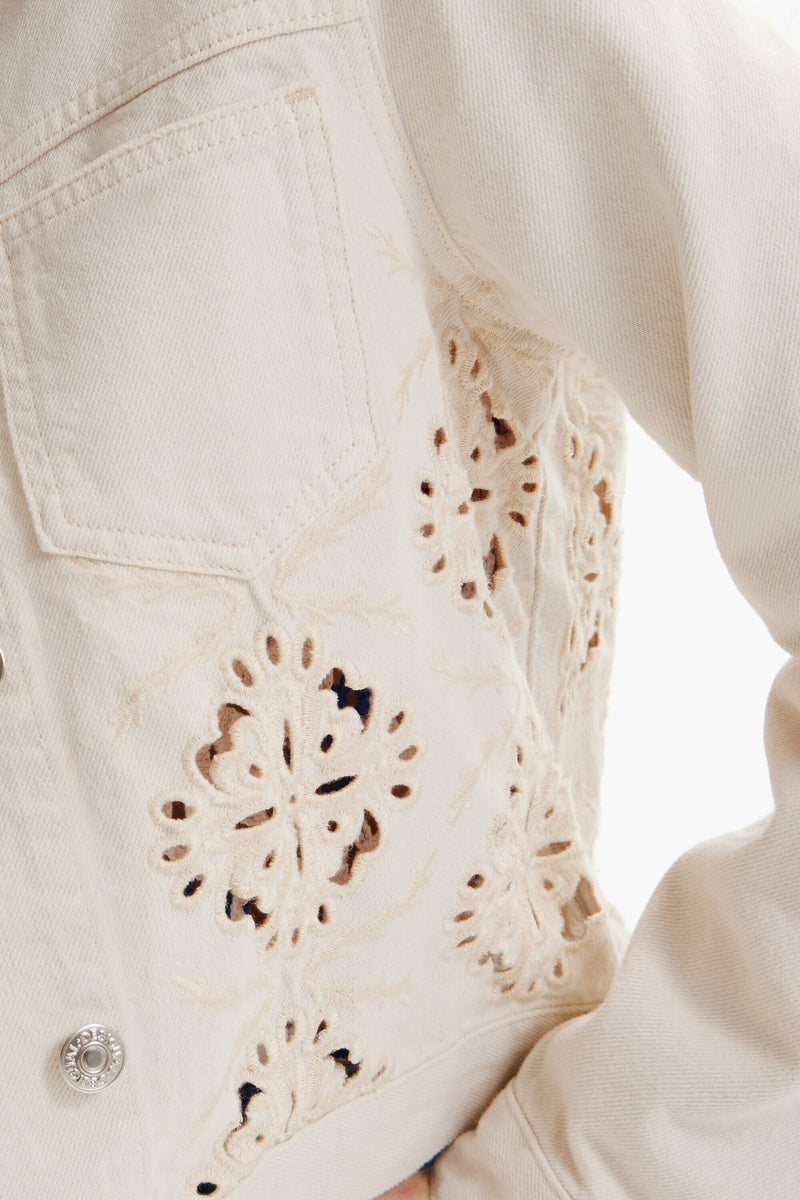 Desigual Die Cut Trucker Jacket in Raw - Arielle Clothing