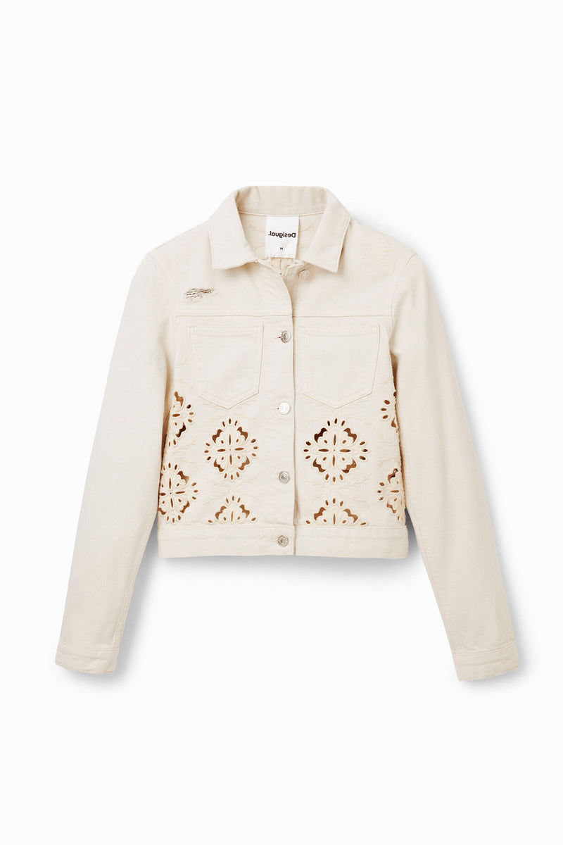 Desigual Die Cut Trucker Jacket in Raw - Arielle Clothing