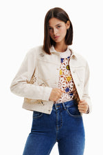Desigual Die Cut Trucker Jacket in Raw - Arielle Clothing
