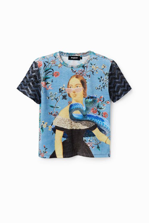 Desigual Filipa Short Sleeve Lurex Tee in Navy - Arielle Clothing