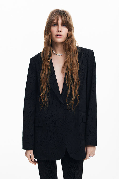 Desigual Hamburgo Eyelet Blazer in Black - Arielle Clothing
