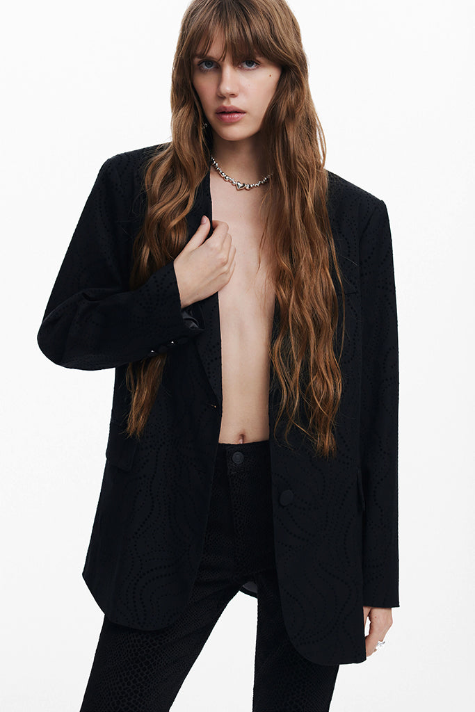 Desigual Hamburgo Eyelet Blazer in Black - Arielle Clothing
