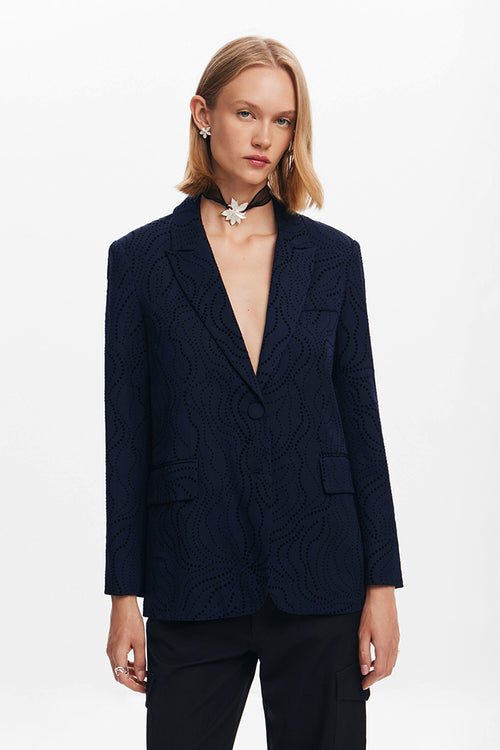Desigual Hamburgo Eyelet Blazer in Navy - Arielle Clothing
