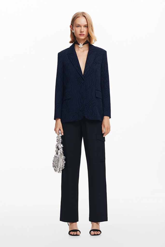 Desigual Hamburgo Eyelet Blazer in Navy - Arielle Clothing
