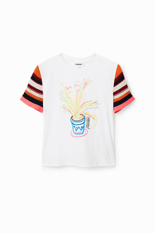 Desigual Jarron Short Sleeve Illustrated Tee in White - Arielle Clothing