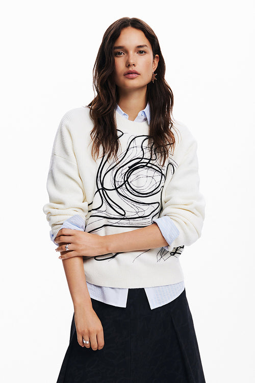 Desigual x M. Lacroix Montpellier Sweater in White - Arielle Clothing