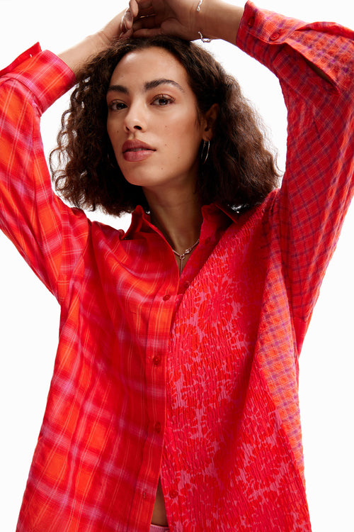 Desigual Ely Patchwork Shirt in Naranja - Arielle Clothing