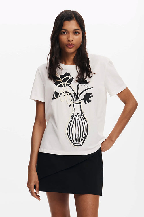 Desigual Shadow Tee in White - Arielle Clothing