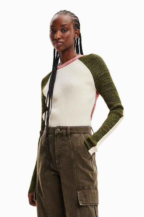 Desigual Ribbed Mottled Sweater in Raw - Arielle Clothing