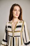 Devotion Twins Ella Short Dress in Khaki and Off White - Arielle Clothing