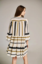 Devotion Twins Ella Short Dress in Khaki and Off White - Arielle Clothing