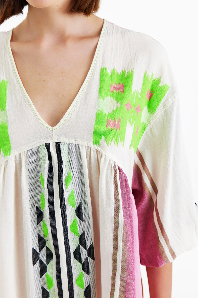 Lili Short Dress in Pink/Green Arielle Clothing Lili Short Dress in Pink/Green Arielle Clothing