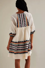 Devotion Twins Lindos Short Dress in Black and Off White - Arielle Clothing