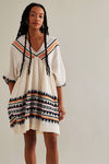 Devotion Twins Lindos Short Dress in Black and Off White - Arielle Clothing