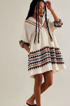 Devotion Twins Lindos Short Dress in Black and Off White - Arielle Clothing