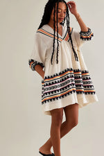 Devotion Twins Lindos Short Dress in Black and Off White - Arielle Clothing