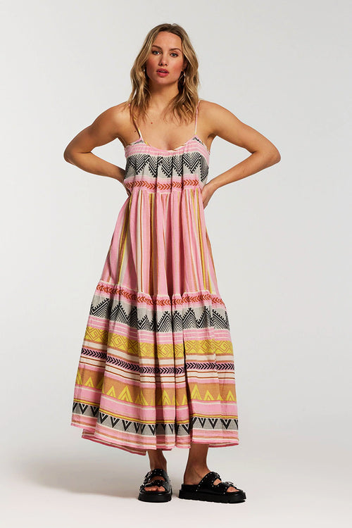 Devotion Twins Plaka Long Dress in Pink - Arielle Clothing