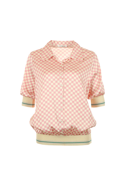 Funky Staff Lene Mosaic Blouse in Crocus/Cream - Arielle Clothing