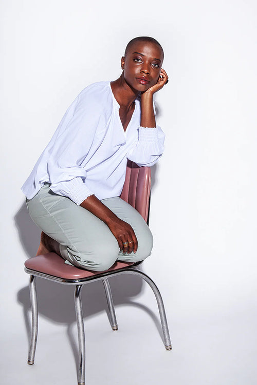 Funky Staff Mara Blouse in White - Arielle Clothing