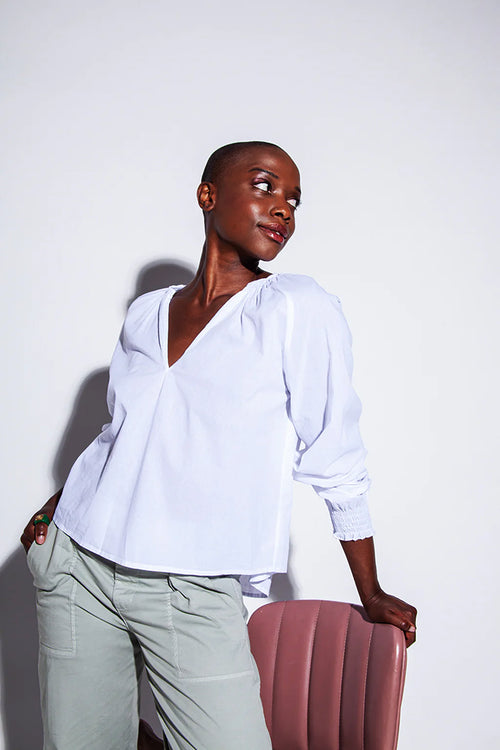 Funky Staff Mara Blouse in White - Arielle Clothing