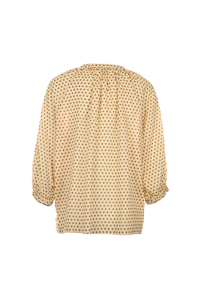 Funky Staff Raquel Dots Blouse in Natural/Nut - Arielle Clothing