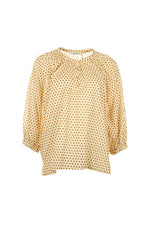 Funky Staff Raquel Dots Blouse in Natural/Nut - Arielle Clothing