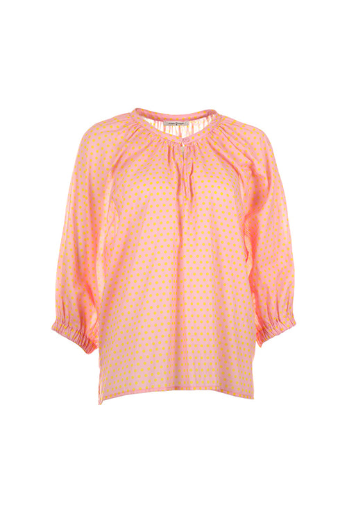 Funky Staff Raquel Dots Blouse in Rose/Yellow - Arielle Clothing