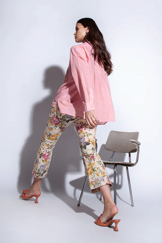 Funky Staff Samba Dots Blouse in Rose/Yellow - Arielle Clothing
