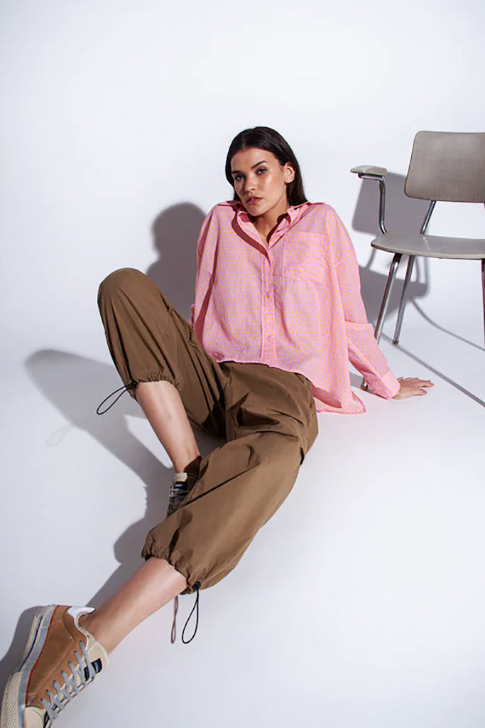 Funky Staff Samba Dots Blouse in Rose/Yellow - Arielle Clothing