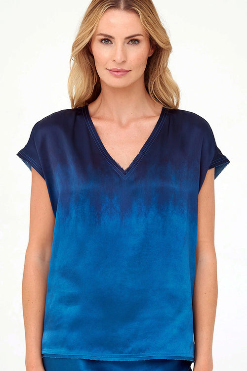 Go Silk Luxe Raw Revisited Tee in Tangled Up in Blue - Arielle Clothing