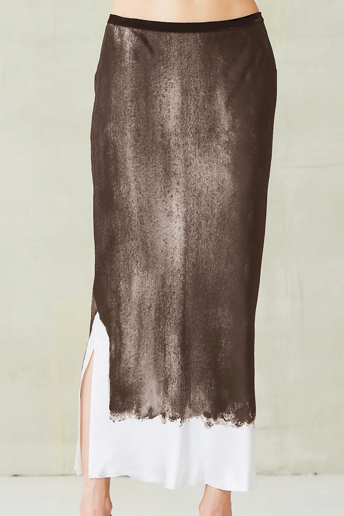 Go Silk Long For It Skirt in Shadow Dye Neutral - Arielle Clothing