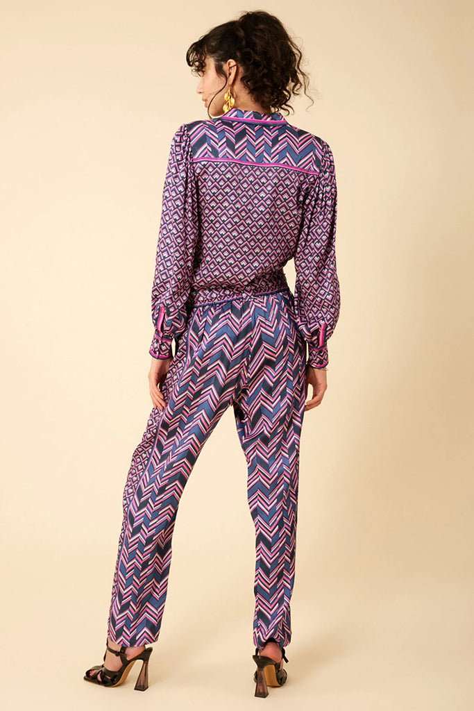Hale Bob Victoire Twill Top in Navy - Arielle Clothing