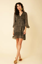 Hale Bob Gabrielle Lurex Crinkle Mesh Dress in Black - Arielle Clothing