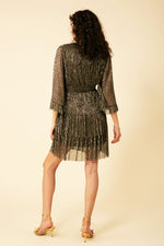 Hale Bob Gabrielle Lurex Crinkle Mesh Dress in Black - Arielle Clothing