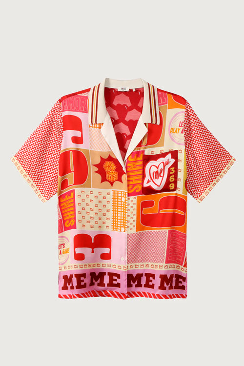 Me369 Lilian Knit Collar Short Sleeve Shirt in Lucky Me - Arielle Clothing