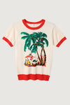 Me369 Nora Cotton Knit Tee in Palm Tree - Arielle Clothing