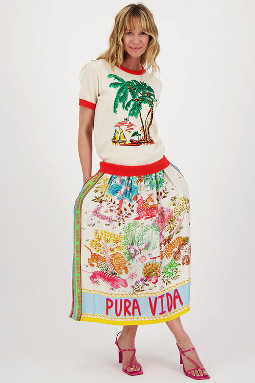 Me369 Nora Cotton Knit Tee in Palm Tree - Arielle Clothing