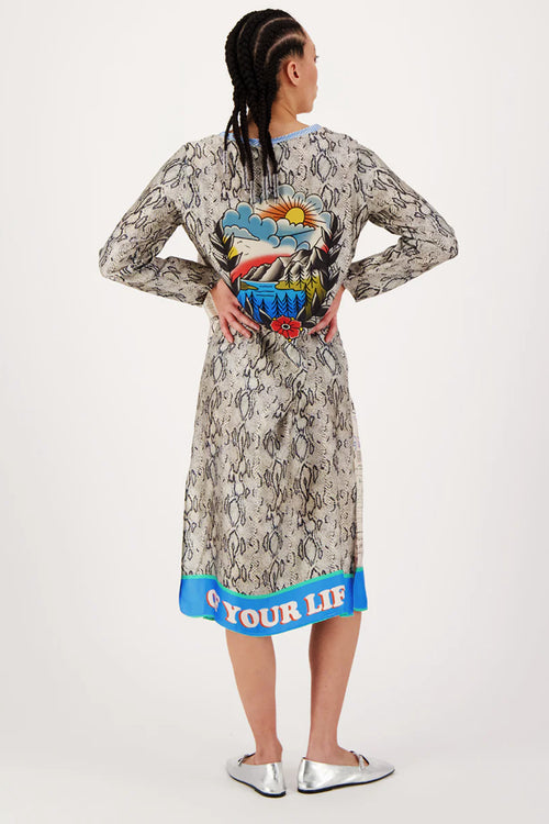 Me369 Violet V Neck Kaftan Style Dress in Snake - Arielle Clothing